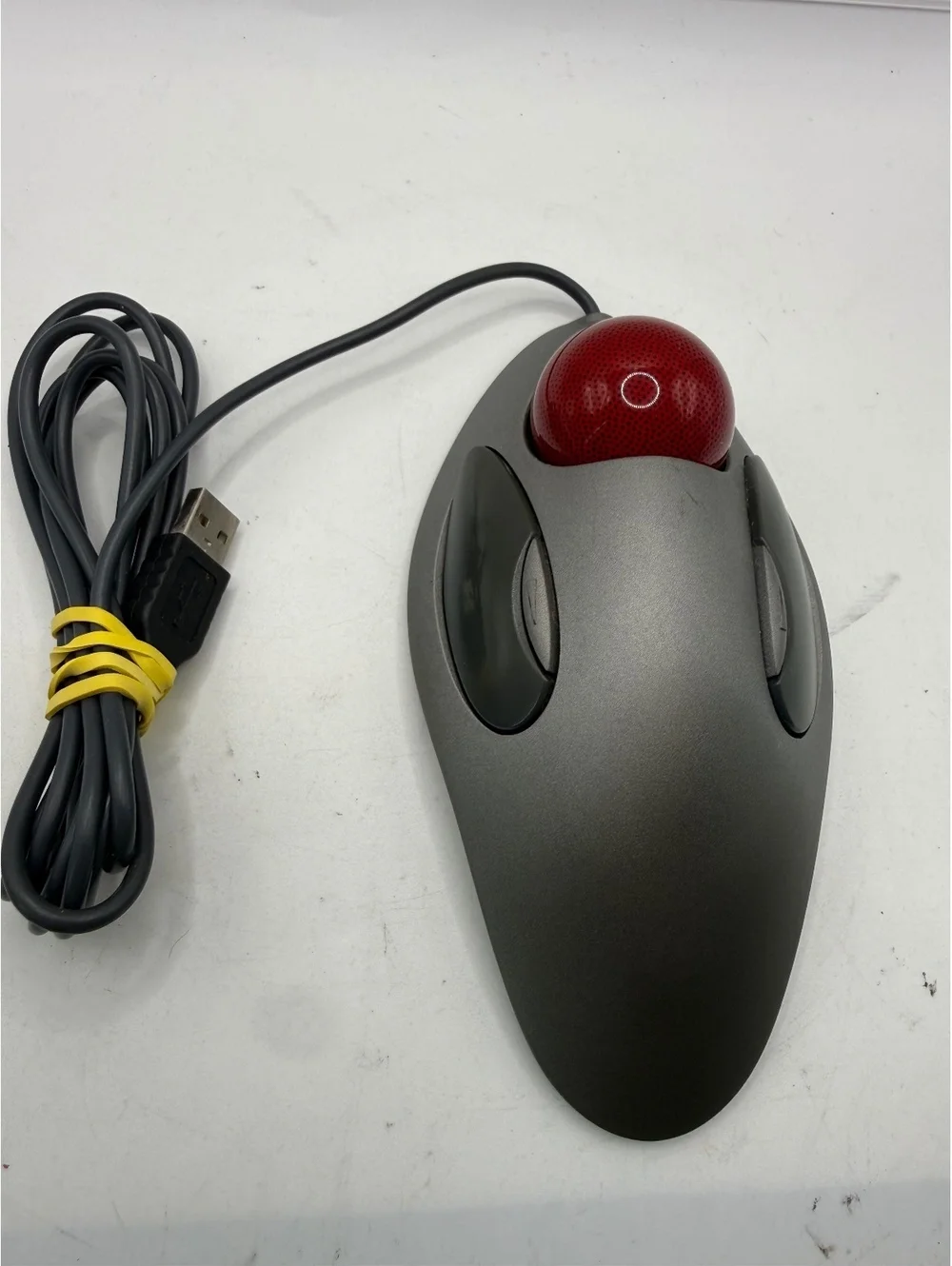 Logitech Marble Mouse USB Trackball T-BC21 Gray Red Wired Vintage PC Mac